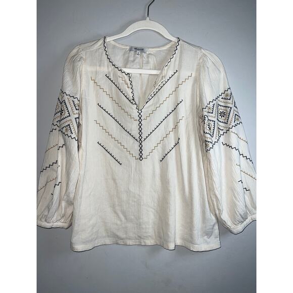 188 Madewell Embroidered Peasant Top White Size XS - Picture 4 of 6